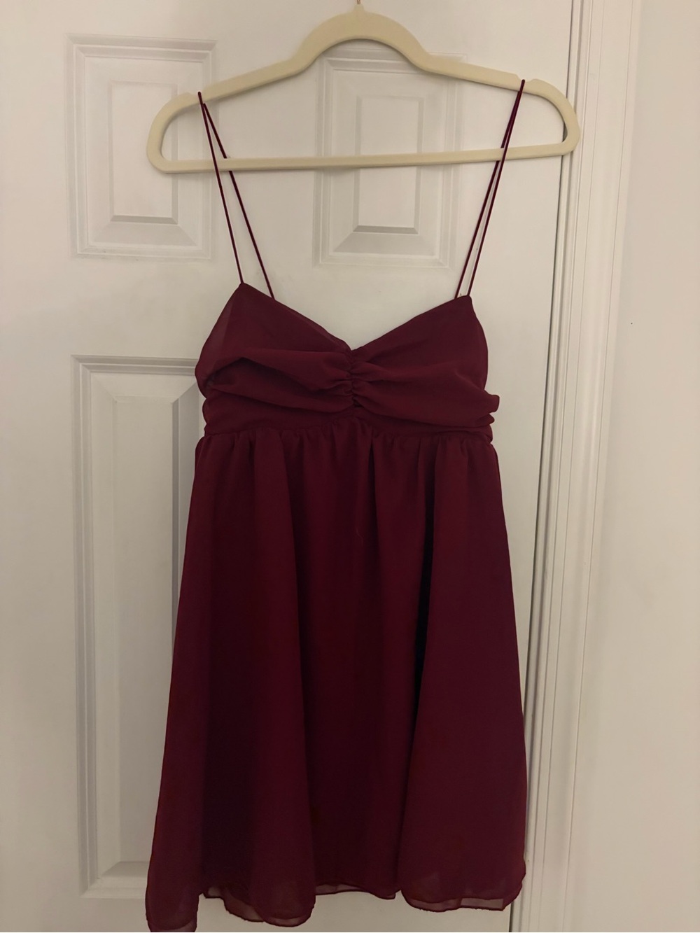 Edikted Burgundy Spaghetti Strap Mini Dress